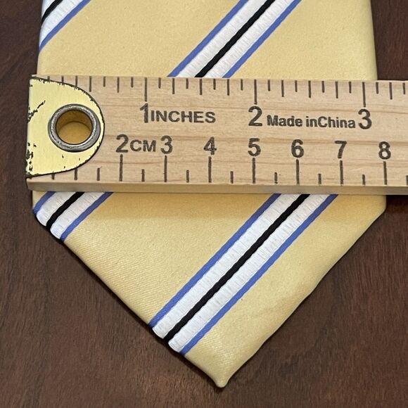 Gold Blue Hand Made 100% Polyester Striped Men’s Neck Tie Made In China - Picture 4 of 9